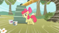 Size: 3410x1920 | Tagged: safe, derpibooru import, screencap, apple bloom, earth pony, pony, season 1, the show stoppers, apple bloom's bow, bow, female, filly, foal, hair bow, high res, solo