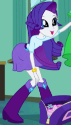 Size: 360x640 | Tagged: safe, derpibooru import, screencap, rarity, equestria girls, equestria girls (movie), animated, ass up, bag, bent over, boots, clothes, cropped, cute, dress, gif, out of context, raribetes, shoes, skirt, solo