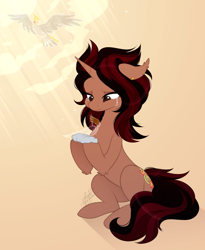 Size: 896x1092 | Tagged: safe, artist:scarlet-spectrum, derpibooru import, oc, oc only, bird, ghost, pony, unicorn, crying, solo