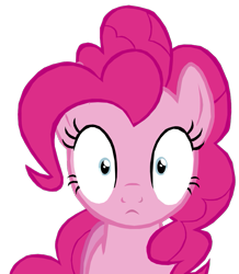 Size: 697x800 | Tagged: safe, artist:benpictures1, pinkie pie, earth pony, pony, every little thing she does, adoracreepy, blank stare, cute, diapinkes, fiducia compellia, hypnosis, hypnotized, inkscape, looking at you, shrunken pupils, simple background, solo, thousand yard stare, transparent background, vector