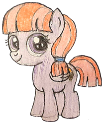 Size: 543x649 | Tagged: safe, artist:jebens1, derpibooru import, pegasus, pony, g1, g4, my little pony tales, bell, female, filly, foal, generation leap, simple background, smiling, solo, ting-a-ling, traditional art, transparent background, wings