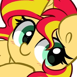 Size: 1469x1469 | Tagged: safe, artist:kittyrosie, derpibooru import, sunset shimmer, pony, unicorn, equestria girls, blushing, cute, shimmerbetes, wip