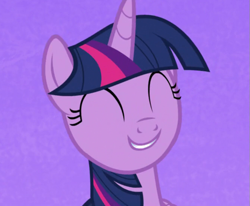 Size: 667x549 | Tagged: safe, derpibooru import, screencap, twilight sparkle, twilight sparkle (alicorn), alicorn, pony, all bottled up, season 7, best friends until the end of time, cropped, cute, eyes closed, female, mare, purple background, simple background, smiling, solo, twiabetes
