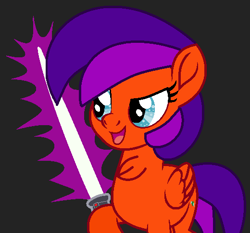 Size: 520x484 | Tagged: safe, artist:elementbases, artist:jadeharmony, derpibooru import, oc, oc only, oc:jade harmony, pegasus, pony, base used, black background, chest fluff, crossover, female, lightsaber, mare, may the fourth be with you, open mouth, simple background, solo, star wars, weapon