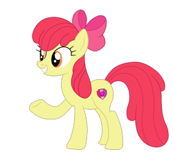 Size: 1900x1740 | Tagged: safe, artist:gmaplay, derpibooru import, apple bloom, earth pony, pony, apple bloom's bow, bow, female, full body, grin, hair bow, hooves, mare, older, older apple bloom, raised hoof, raised leg, simple background, smiling, solo, standing, tail, transparent background