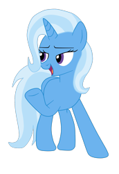 Size: 1510x2201 | Tagged: safe, artist:gmaplay, derpibooru import, trixie, pony, unicorn, female, front view, full body, hooves, horn, lidded eyes, mare, open mouth, open smile, raised hoof, raised leg, simple background, smiling, solo, standing, transparent background