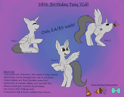 Size: 9000x7016 | Tagged: safe, artist:lil_vampirecj, derpibooru import, oc, alicorn, earth pony, pegasus, pony, unicorn, any species, birthday ych, commission, event, your character here