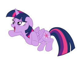 Size: 1955x1639 | Tagged: safe, artist:gmaplay, derpibooru import, twilight sparkle, twilight sparkle (alicorn), alicorn, pony, princess spike (episode), ears, female, floppy ears, folded wings, full body, hooves, horn, lidded eyes, mare, open mouth, open smile, simple background, smiling, solo, tail, transparent background, wings