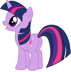 Size: 1447x1463 | Tagged: safe, artist:gmaplay, derpibooru import, twilight sparkle, unicorn twilight, pony, unicorn, butt, female, full body, hooves, horn, mare, open mouth, open smile, plot, profile, side view, simple background, smiling, solo, standing, tail, transparent background, twibutt