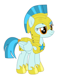 Size: 1415x1878 | Tagged: safe, artist:gmaplay, derpibooru import, guardian angel (character), pegasus, pony, female, folded wings, full body, guardsmare, hoof shoes, lidded eyes, mare, royal guard, simple background, smiling, solo, standing, transparent background, wings