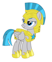 Size: 1415x1689 | Tagged: safe, artist:gmaplay, derpibooru import, windstorm, pegasus, pony, female, folded wings, full body, guardsmare, hoof shoes, mare, royal guard, simple background, smiling, solo, standing, transparent background, wings