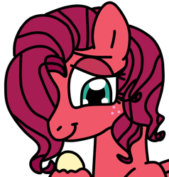 Size: 950x1000 | Tagged: safe, artist:jadeharmony, derpibooru import, oc, oc only, oc:maraschino ambrosia apple, pegasus, pony, bust, female, freckles, gift art, hair over one eye, mare, offspring, parent:big macintosh, parent:fluttershy, parents:fluttermac, simple background, smiling, solo, transparent background