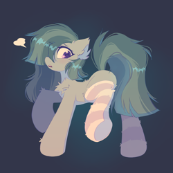 Size: 2000x2000 | Tagged: safe, artist:mirtash, derpibooru import, marble pie, earth pony, pony, chest fluff, clothes, cute, ear fluff, ears, female, leg fluff, marblebetes, mare, simple background, socks, solo, striped socks