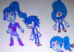 Size: 1280x895 | Tagged: safe, artist:dex stewart, derpibooru import, sonata dusk, equestria girls, hair vore, sonic the hedgehog, sonic the hedgehog (series), traditional art, vore