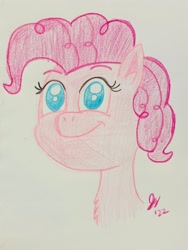 Size: 1538x2048 | Tagged: safe, derpibooru import, pinkie pie, earth pony, colored pencil drawing, cute, drawing, happy birthday, signature, solo, traditional art