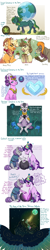 Size: 1680x8465 | Tagged: safe, artist:theartfox2468, derpibooru import, applejack, cranky doodle donkey, hayseed turnip truck, maud pie, starlight glimmer, zecora, oc, oc:terrian callisto, alicorn, classical unicorn, crystal pony, earth pony, pony, unicorn, zebra, alicorn oc, clothes, cloven hooves, crystal horn, dialogue, earth pony magic, female, flower, geode, granny smith's shawl, hat, headcanon, horn, leonine tail, male, mare, meditating, party hat, poison joke, scarf, spread wings, sprout, stallion, story included, text, underhoof, unshorn fetlocks, wings