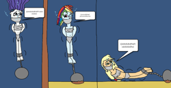Size: 1024x527 | Tagged: safe, artist:mattjohn1992, derpibooru import, applejack, rainbow dash, rarity, equestria girls, 1000 hours in ms paint, asphyxiation, bondage, bound and gagged, calling, cloth gag, danger, drowning, gag, help, muffled words, peril, scared, screaming, sinking, stressed, underwater, worried