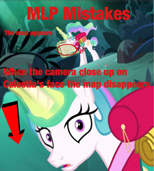 Size: 1310x1457 | Tagged: safe, derpibooru import, edit, edited screencap, screencap, princess celestia, alicorn, pony, between dark and dawn, animation error, big eyes, clothes, eyelashes, face, female, hawaiian shirt, mistake, ponytail, shirt