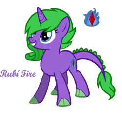 Size: 668x618 | Tagged: safe, artist:martulove-chan, derpibooru import, oc, oc only, oc:rubi fire, dracony, dragon, hybrid, pony, unicorn, blue fire, dragon hybrid, female, fire, horn, interspecies offspring, mare, offspring, parent:rarity, parent:spike, parents:sparity, ruby, simple background, smiling, transparent background