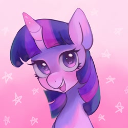 Size: 1400x1400 | Tagged: safe, artist:horseyuris, derpibooru import, twilight sparkle, pony, unicorn, heart eyes, looking at you, open mouth, smiling, solo, wingding eyes