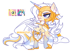 Size: 1280x908 | Tagged: safe, artist:mirrastat, derpibooru import, fluttershy, princess celestia, oc, alicorn, pony, alicorn oc, base used, eyelashes, female, horn, magical lesbian spawn, makeup, male, mare, offspring, parent:fluttershy, parent:princess celestia, parents:flutterlestia, simple background, stallion, transparent background, wings