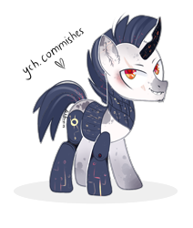 Size: 3291x3880 | Tagged: safe, artist:strangle12, derpibooru import, oc, oc only, cyborg, pony, unicorn, amputee, horn, male, prosthetic leg, prosthetic limb, prosthetics, simple background, solo, stallion, transparent background, unicorn oc