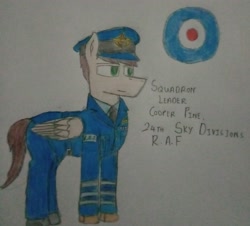 Size: 3062x2773 | Tagged: safe, artist:squadroncooper, derpibooru import, oc, oc only, oc:cooper pine, pegasus, royal air force, solo, traditional art, world war ii