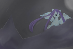 Size: 1280x867 | Tagged: safe, artist:bridge, derpibooru import, oc, oc only, oc:qinna, pegasus, pony, cliff, moonlight