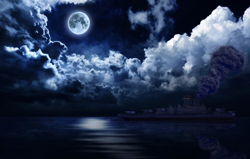 Size: 1332x847 | Tagged: safe, artist:sustemi, derpibooru import, equestria at war mod, eaw - union of rescue, moon, night, ship, warship