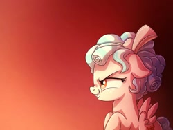 Size: 1024x768 | Tagged: safe, artist:golden bloom, derpibooru import, cozy glow, pegasus, pony, ears, evil grin, female, filly, floppy ears, foal, gradient background, grin, smiling, solo