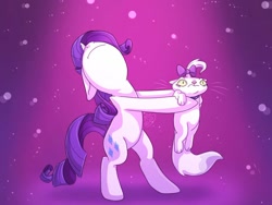 Size: 1024x768 | Tagged: safe, artist:golden bloom, derpibooru import, opalescence, rarity, cat, pony, unicorn, g4, my little pony: pony life, the 5 habits of highly effective ponies, bipedal, g4.5 to g4, generation leap, nose in the air, scene interpretation, screenshot redraw