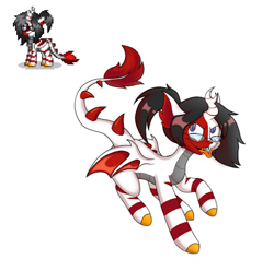 Size: 443x439 | Tagged: safe, artist:tvcrip05, derpibooru import, oc, oc only, dragon, pegasus, pony, zebra, glasses, pony town, red, simple background, solo, tongue, tongue out, white background