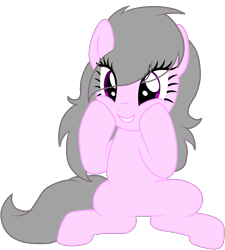 Size: 5395x6000 | Tagged: safe, artist:martiiee, derpibooru import, oc, oc only, oc:sweet tune, earth pony, pony, female, hooves on face, mare, simple background, sitting, smiling, transparent background