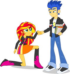 Size: 3042x3212 | Tagged: safe, artist:dustinwatsongkx, derpibooru import, flash sentry, sunset shimmer, equestria girls, female, flashimmer, male, shipping, simple background, straight, transparent background