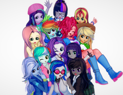 Size: 1856x1440 | Tagged: safe, artist:ratachu666, derpibooru import, applejack, dj pon-3, fluttershy, lyra heartstrings, maud pie, octavia melody, pinkie pie, rainbow dash, rarity, sci-twi, sunset shimmer, trixie, twilight sparkle, vinyl scratch, equestria girls, 3d, humane five, humane seven, humane six, koikatsu