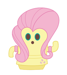 Size: 1280x1421 | Tagged: safe, artist:darbypop1, derpibooru import, fluttershy, animal crossing, gyroid, simple background, solo, species swap, transparent background