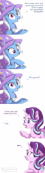 Size: 1012x3840 | Tagged: safe, artist:golden bloom, derpibooru import, starlight glimmer, trixie, pony, unicorn, comic, simple background, snow, snowflake, white background