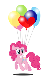 Size: 2669x4617 | Tagged: safe, artist:techrainbow, derpibooru import, pinkie pie, earth pony, pony, absurd resolution, balloon, female, floating, simple background, solo, then watch her balloons lift her up to the sky, transparent background, vector