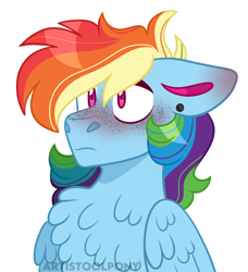 Size: 900x987 | Tagged: safe, artist:artistcoolpony, derpibooru import, rainbow dash, pegasus, pony, blushing, chest fluff, cute, dashabetes, ear piercing, earring, female, freckles, jewelry, mare, piercing, simple background, solo, transparent background