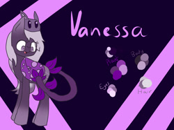 Size: 1600x1200 | Tagged: safe, artist:fictionwriter7980, derpibooru import, oc, oc only, oc:vanessa, earth pony, pony, female, leaf, looking down, mare, plant, reference sheet, text