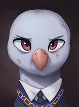 Size: 156x210 | Tagged: safe, derpibooru import, oc, oc only, griffon, equestria at war mod, beak, bust, clothes, griffon oc, lowres, necktie, portrait, red eyes, scar, solo, suit