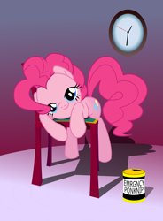 Size: 2361x3201 | Tagged: safe, artist:capital_t, derpibooru import, pinkie pie, earth pony, pony, clock, female, looking at you, mare, solo