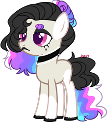 Size: 1111x1272 | Tagged: safe, artist:kurosawakuro, derpibooru import, oc, earth pony, pony, choker, female, magical lesbian spawn, offspring, parent:octavia melody, parent:rainbow dash, parents:octadash, simple background, solo, teenager, transparent background