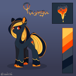 Size: 3500x3500 | Tagged: safe, artist:neonishe, derpibooru import, oc, oc only, oc:foundy, earth pony, pony, cute, cutie mark, reference sheet, rubronycon, solo