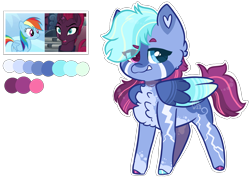 Size: 2304x1638 | Tagged: safe, artist:moccabliss, derpibooru import, rainbow dash, tempest shadow, oc, pegasus, pony, colored wings, magical lesbian spawn, multicolored wings, offspring, parent:rainbow dash, parent:tempest shadow, parents:tempestdash, simple background, transparent background, wings