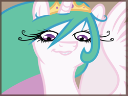 Size: 768x576 | Tagged: safe, artist:tolerance, derpibooru import, princess celestia, bust, faic, female, grin, ponies: the anthology 2, portrait, smiling, smirk, smug, smuglestia, sneer, solo, spread wings, wings