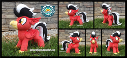 Size: 3825x1754 | Tagged: safe, artist:peruserofpieces, derpibooru import, oc, oc only, oc:thunder, hippogriff, beak, convention, irl, looking at you, male, mascot, photo, plushie, seaquestria fest, smiling, solo, standing, wings