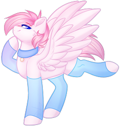 Size: 1786x1879 | Tagged: safe, artist:purplegrim40, derpibooru import, oc, oc only, pegasus, pony, choker, clothes, commission, leg warmers, pegasus oc, raised hoof, raised leg, simple background, smiling, solo, transparent background, wings, ych result