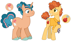 Size: 2403x1380 | Tagged: safe, artist:strawberry-spritz, derpibooru import, oc, oc only, earth pony, pony, unicorn, magical gay spawn, male, offspring, parent:cheese sandwich, parent:donut joe, parent:party favor, parent:svengallop, simple background, stallion, transparent background