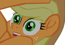Size: 578x398 | Tagged: safe, artist:benpictures1, applejack, earth pony, pony, my little pony: the movie, applejack's hat, clothes, cowboy hat, cute, female, hat, inkscape, jackabetes, mare, rolling, shocked, shocked expression, simple background, solo, transparent background, vector